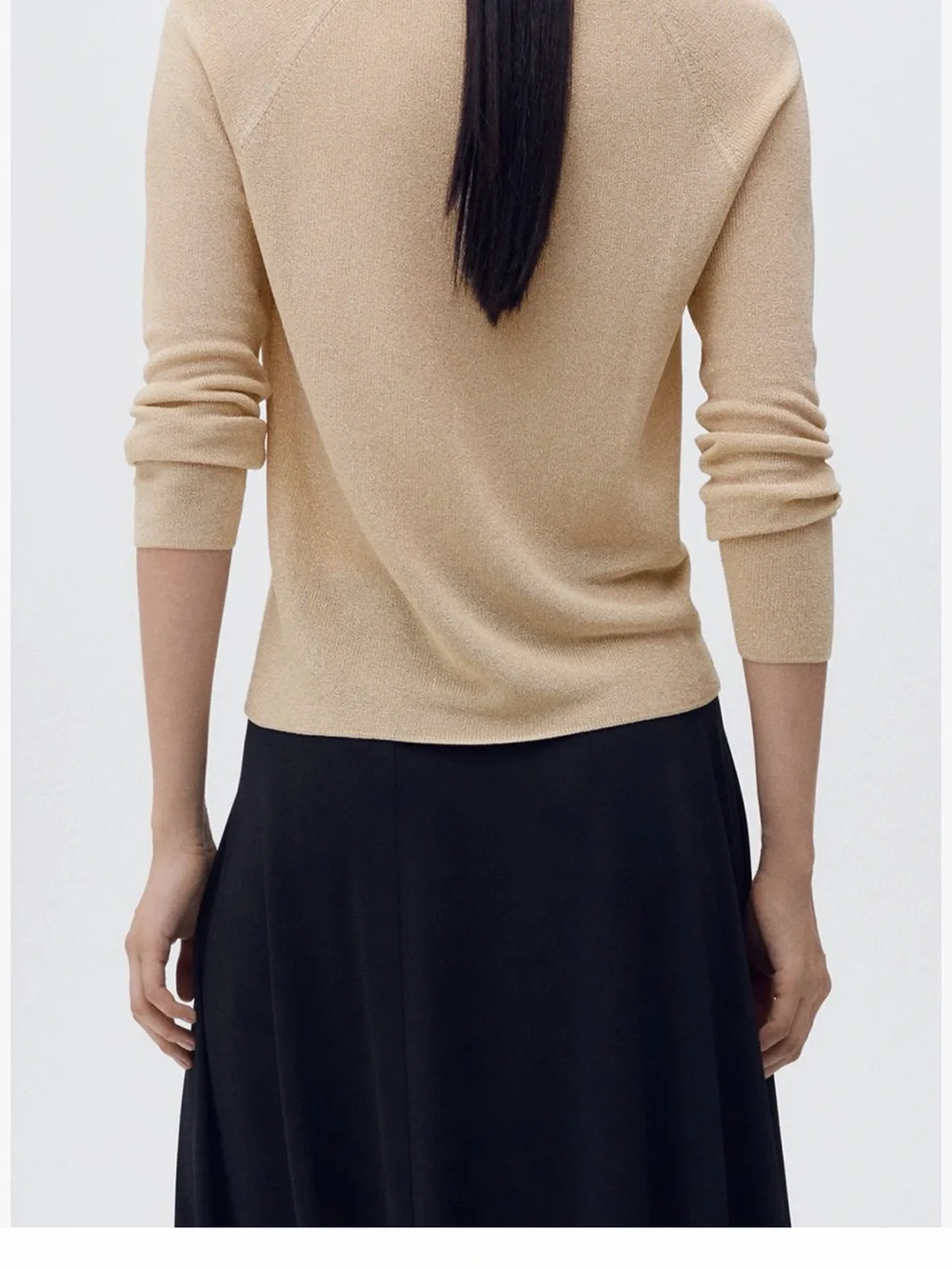 Mango Metallic Gold Knit Top